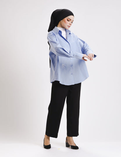 ELLEN STRIPES BUTTON SHIRT (BLUE)