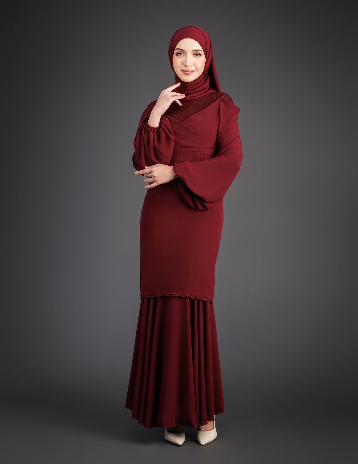 MINOR DEFECT ELVINA KURUNG (BURGUNDY)