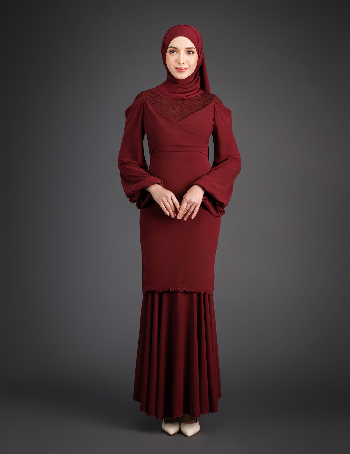 MINOR DEFECT ELVINA KURUNG (BURGUNDY)