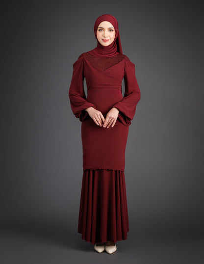 MINOR DEFECT ELVINA KURUNG (BURGUNDY)