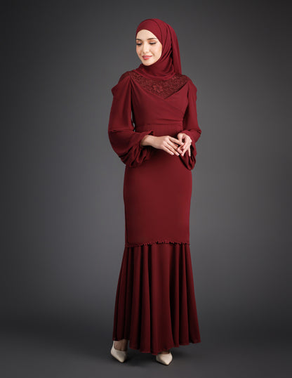 MINOR DEFECT ELVINA KURUNG (BURGUNDY)