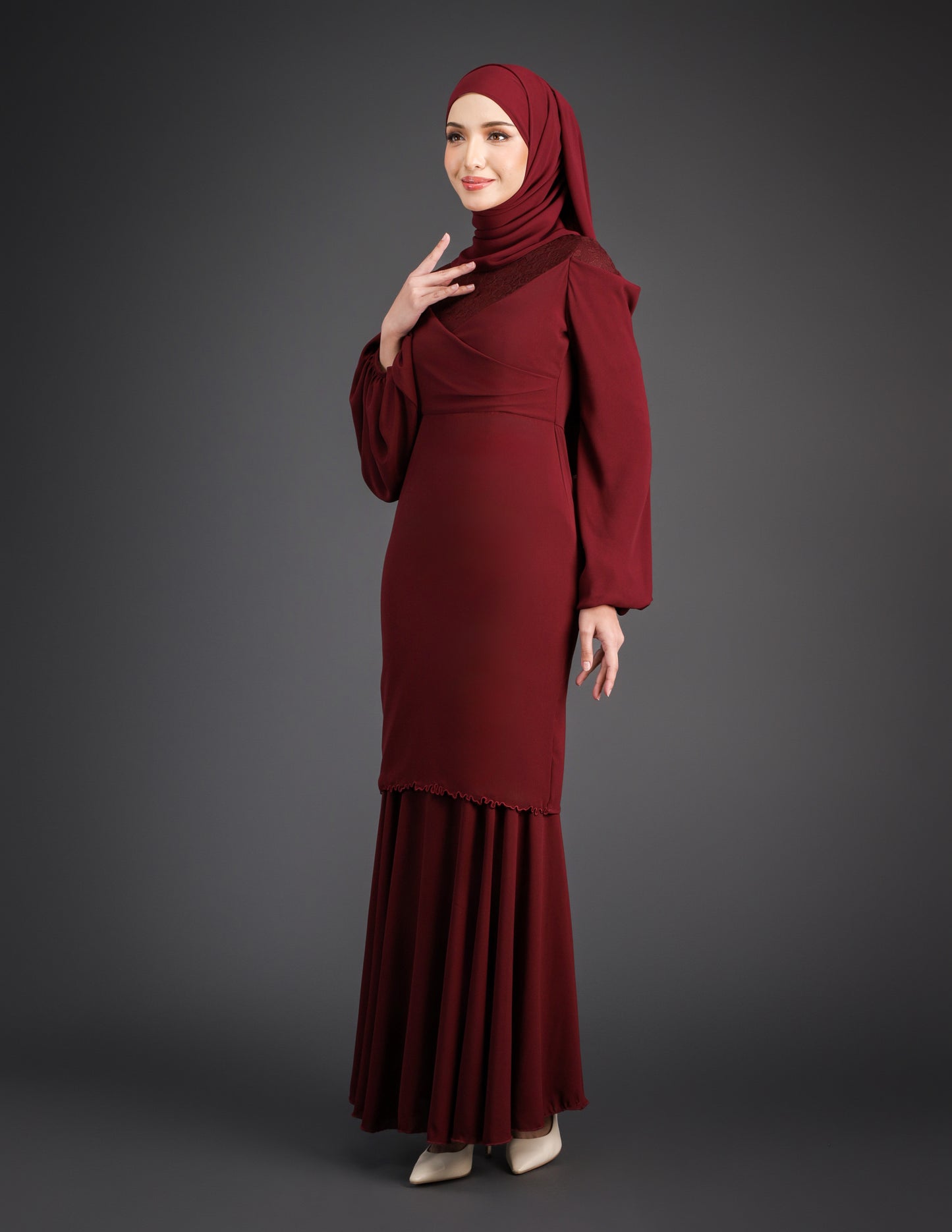 MINOR DEFECT ELVINA KURUNG (BURGUNDY)