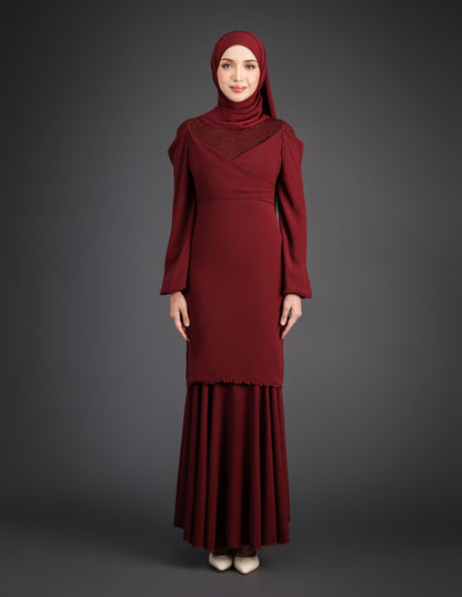 MINOR DEFECT ELVINA KURUNG (BURGUNDY)