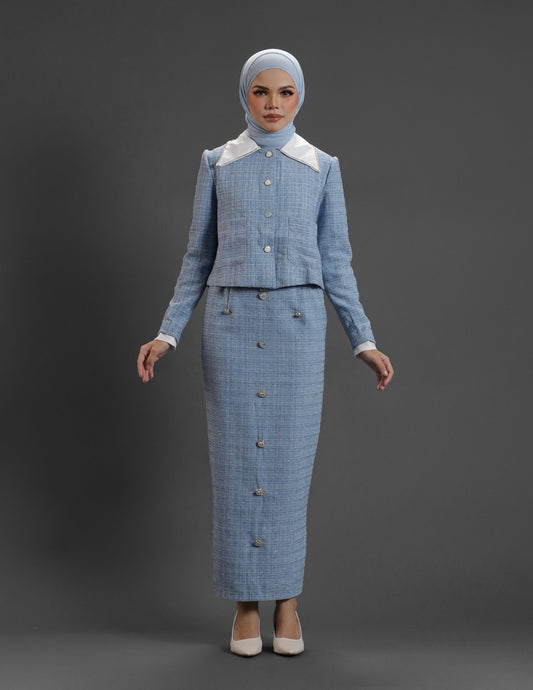 EVERLY TWEED JACKET (BABY BLUE)