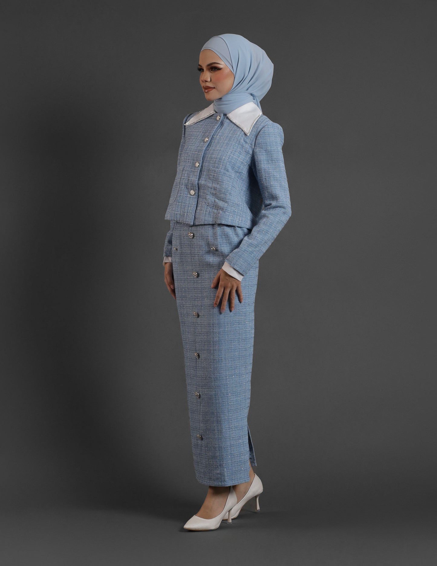 EVERLY TWEED JACKET (BABY BLUE)