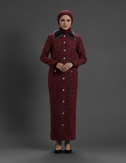 EVERLY TWEED JACKET (BURGUNDY)