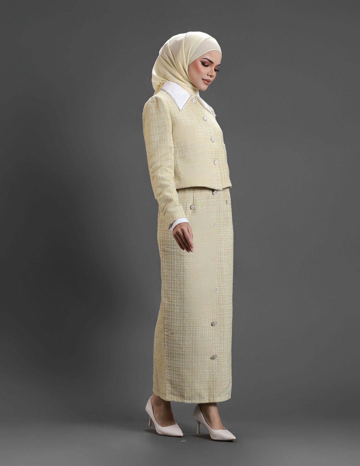 EVERLY TWEED JACKET (LIGHT YELLOW)