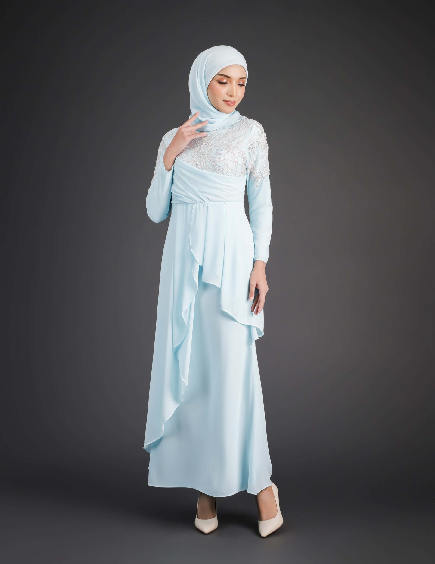 HAFEEYA DRESS (AQUA BLUE)