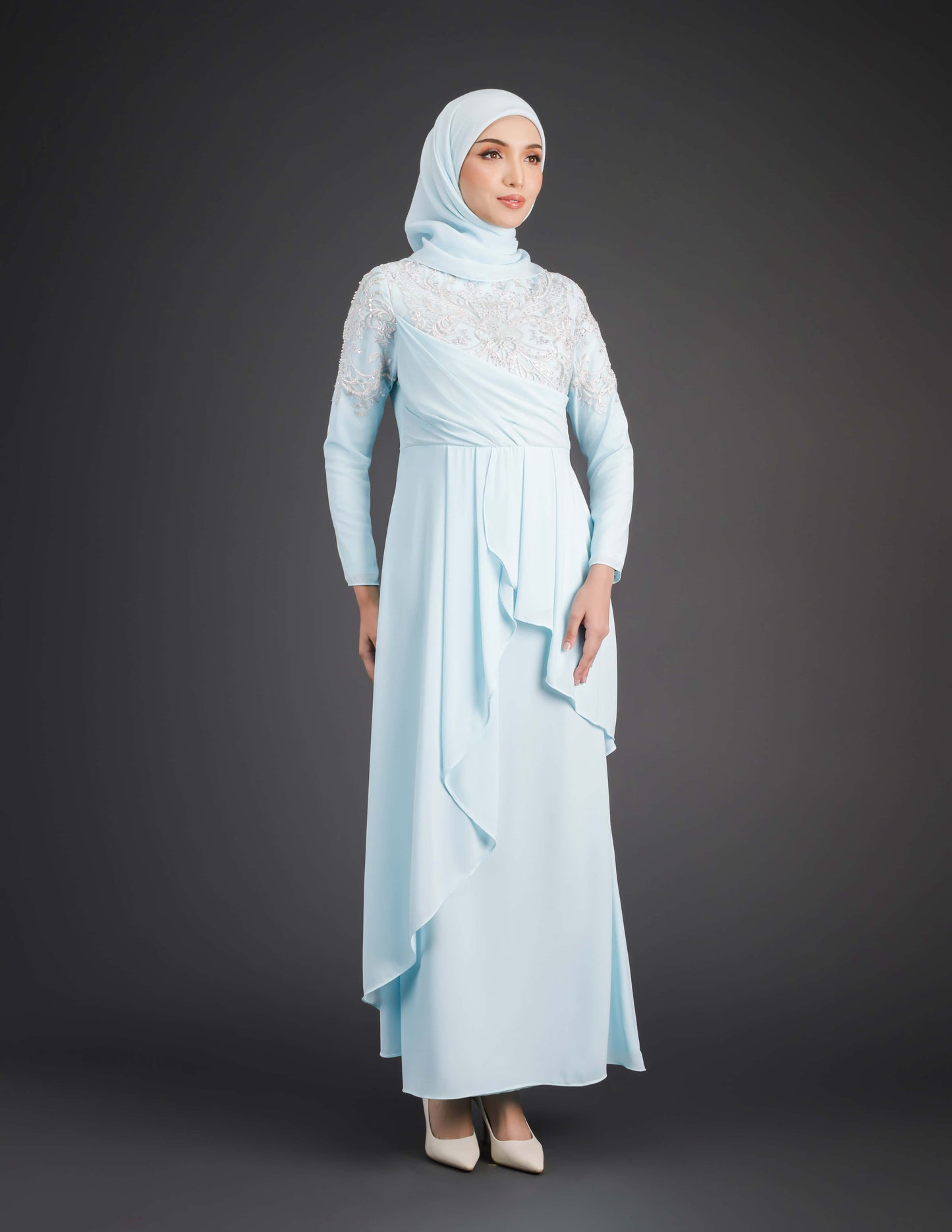 HAFEEYA DRESS (AQUA BLUE)