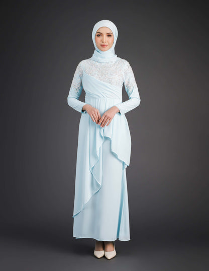 HAFEEYA DRESS (AQUA BLUE)