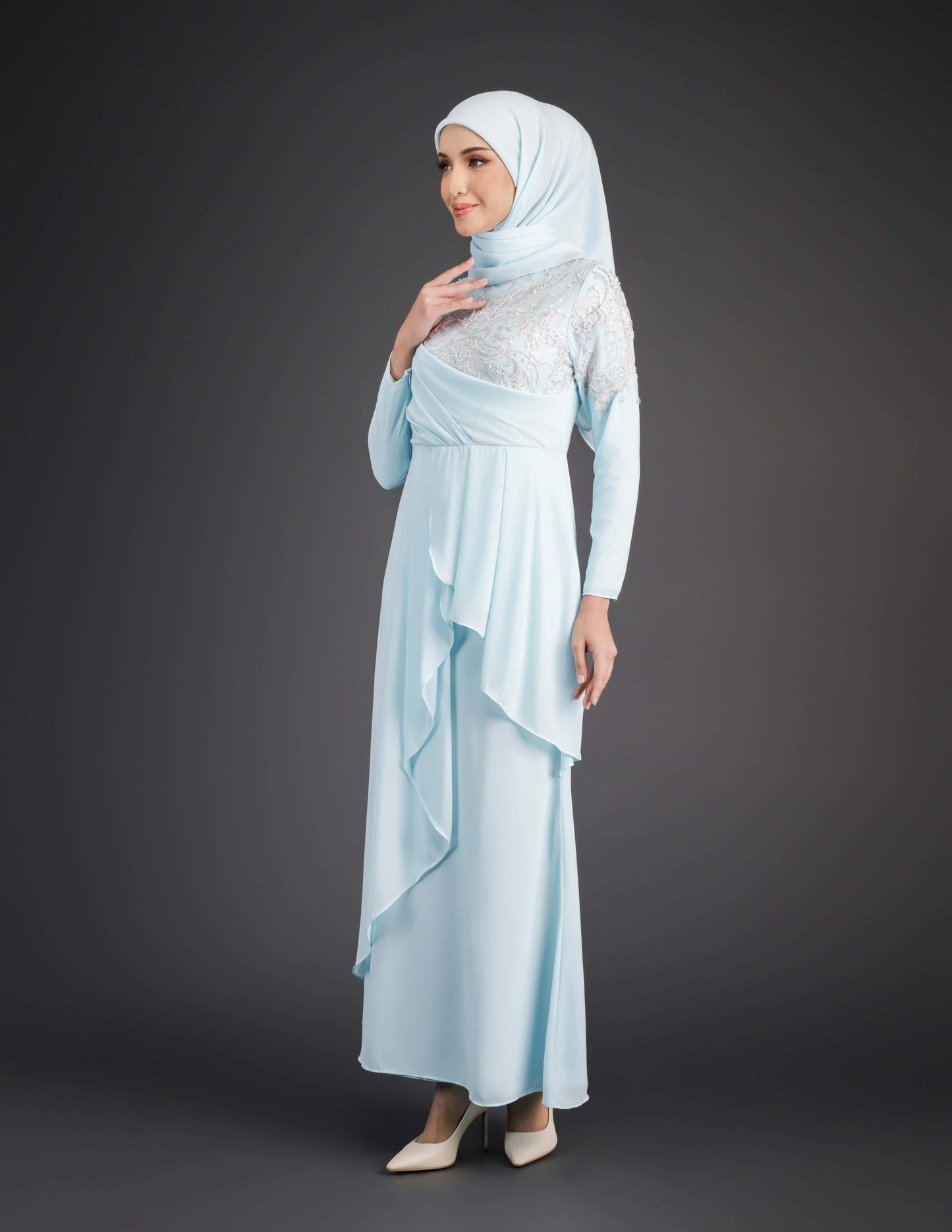 HAFEEYA DRESS (AQUA BLUE)