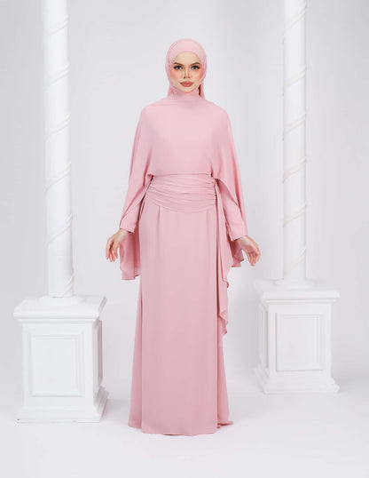 dusty pink dress muslimah Dusty Pink Muslim Wedding Dresses A Line Chifffon Abiti da sposa gelinink ZW354 -