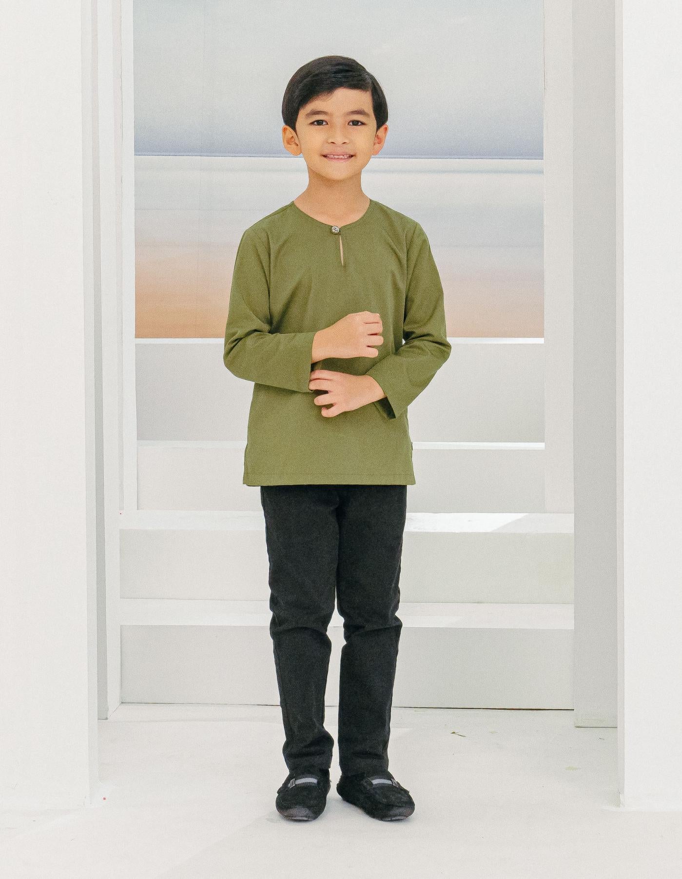 IDRIS KURTA FOR KIDS (MOSS GREEN)