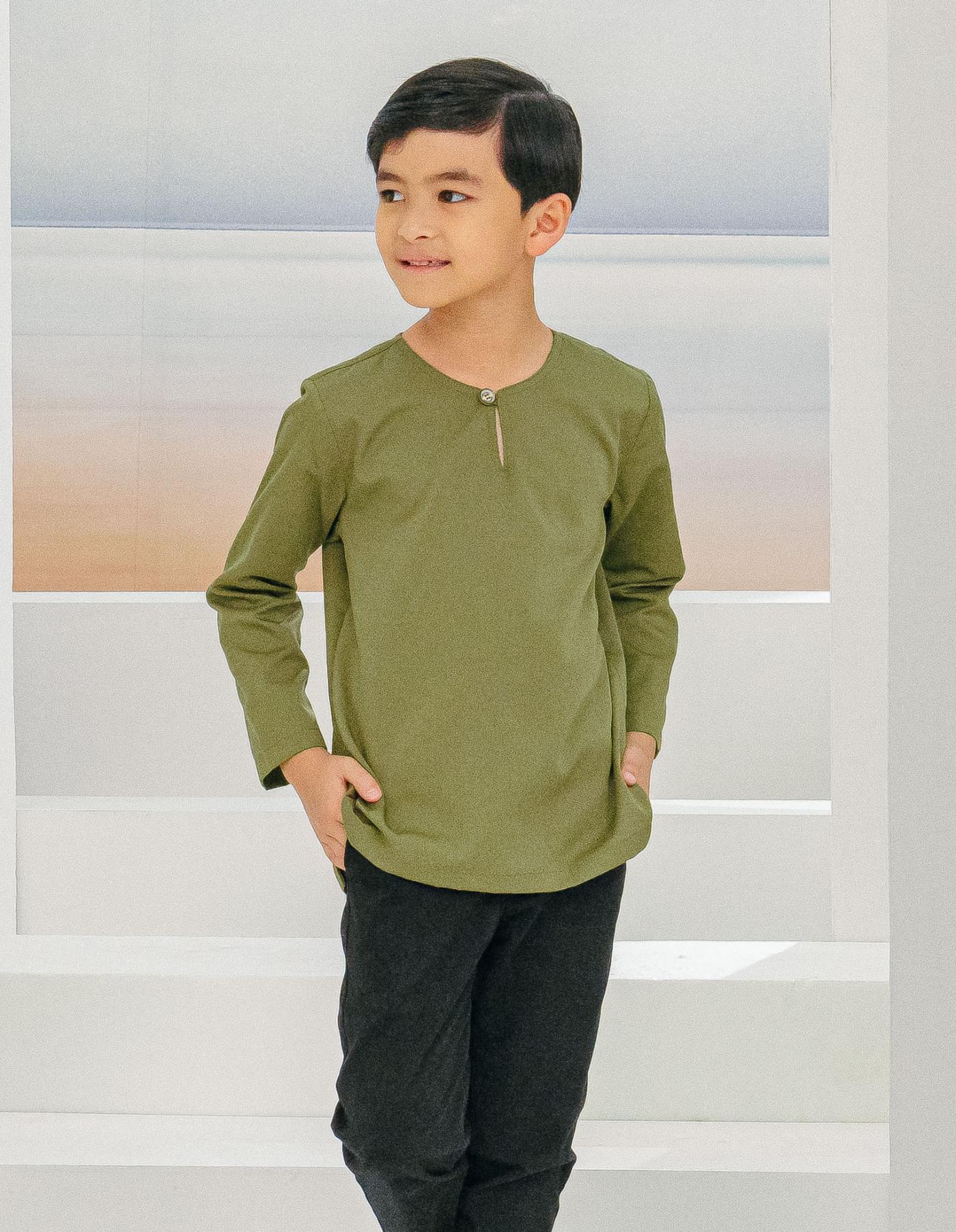 IDRIS KURTA FOR KIDS (MOSS GREEN)