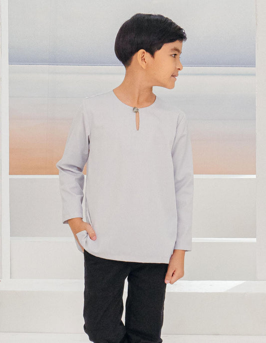 IDRIS KURTA FOR KIDS (SOFT GREY)