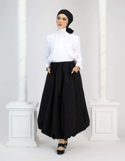 JANE BUBBLE SKIRT - LONG (BLACK)