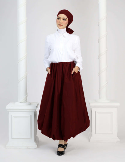 JANE BUBBLE SKIRT - LONG (BURGUNDY)