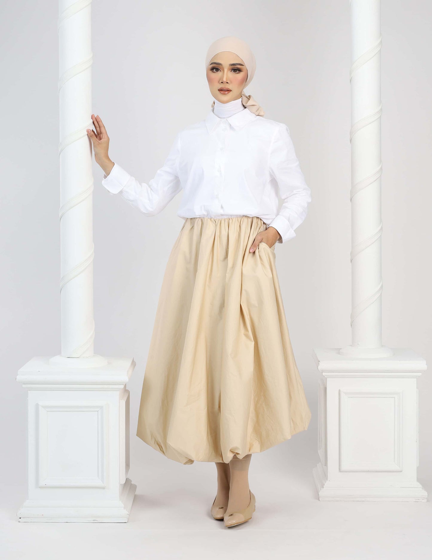 JANE BUBBLE SKIRT - LONG (CHAMPAGNE)