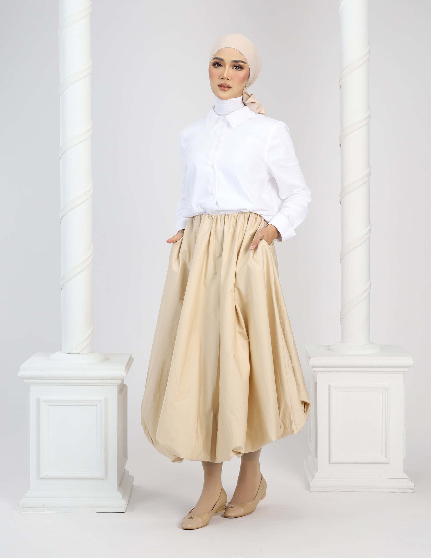 JANE BUBBLE SKIRT - LONG (CHAMPAGNE)