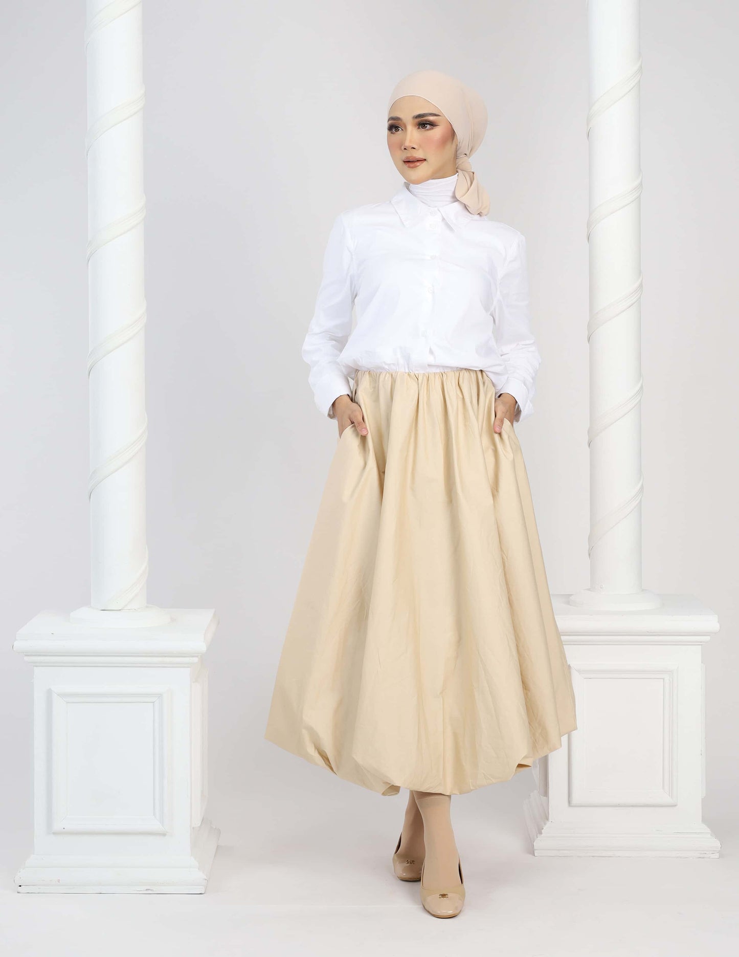 JANE BUBBLE SKIRT - LONG (CHAMPAGNE)