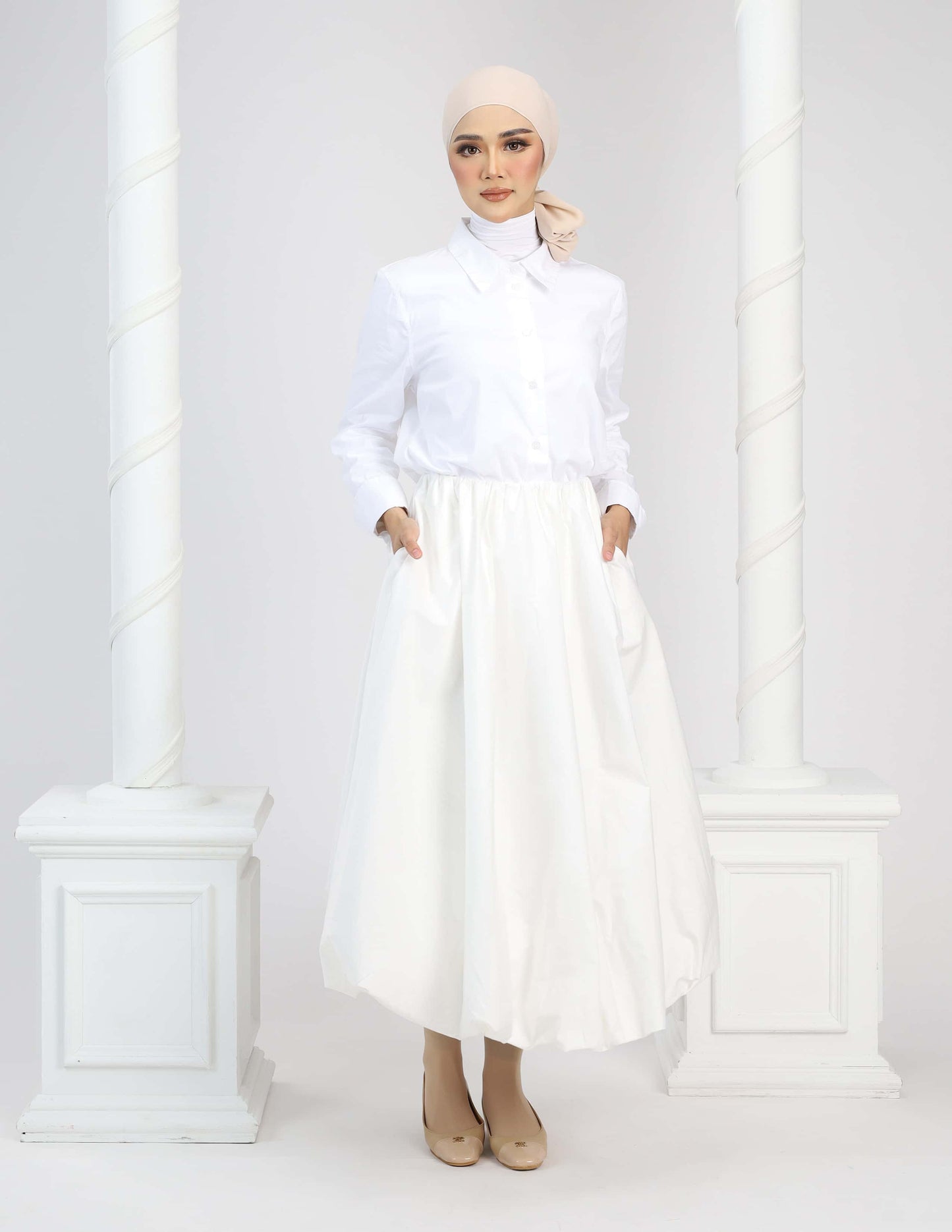 JANE BUBBLE SKIRT - PETITE (OFF WHITE)