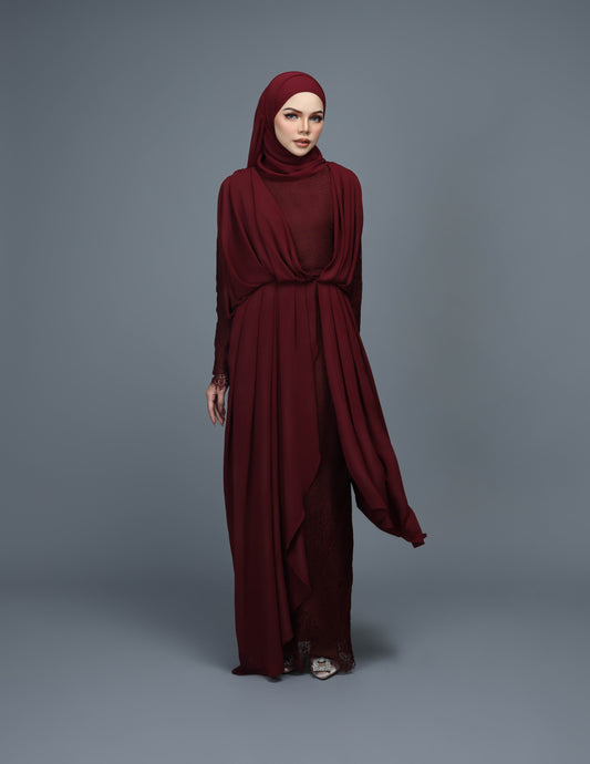 MINOR DEFECT KHAWLA ABAYA (BURGUNDY)