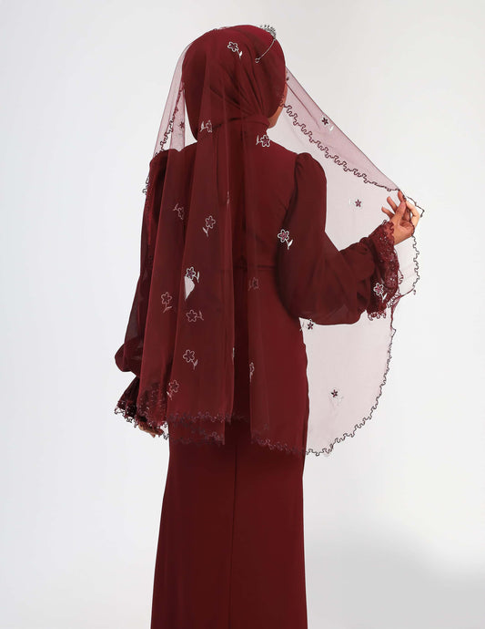 LENORA VEIL (BURGUNDY)