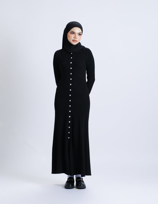 MADELINE BUTTON DRESS (BLACK)