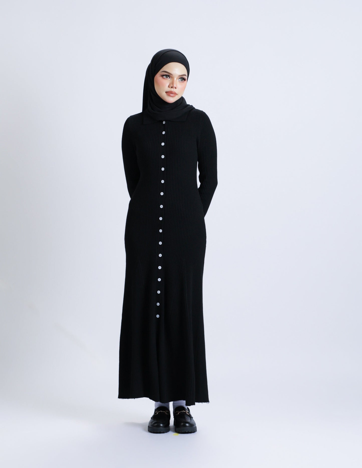 MINOR DEFECT MADELINE BUTTON DRESS (BLACK)