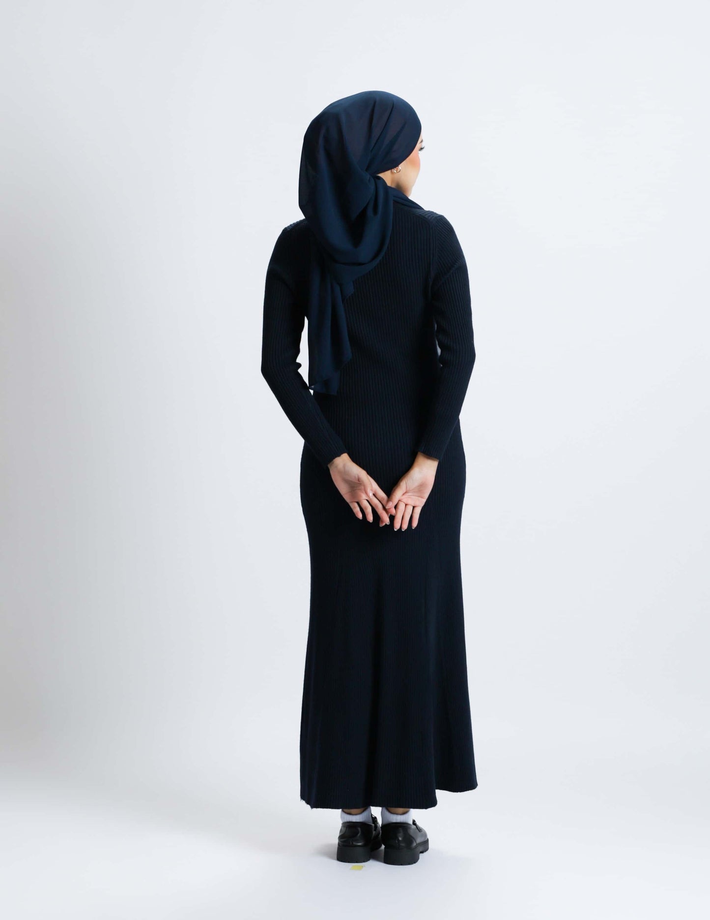 MADELINE BUTTON DRESS (NAVY BLUE)