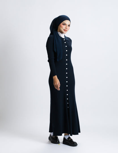 MADELINE BUTTON DRESS (NAVY BLUE)