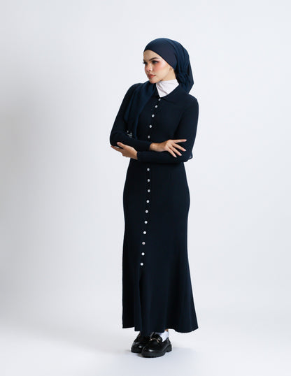 MADELINE BUTTON DRESS (NAVY BLUE)