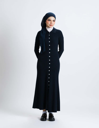 MADELINE BUTTON DRESS (NAVY BLUE)