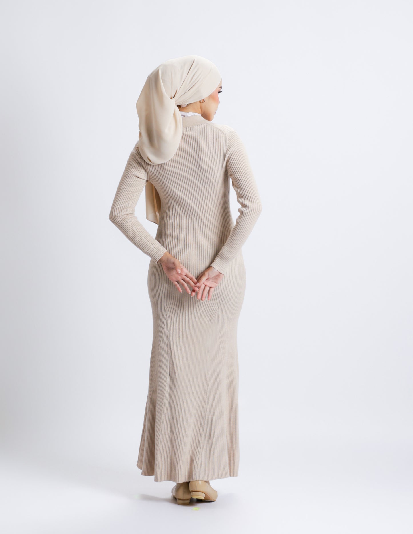 MADELINE BUTTON DRESS (NUDE)