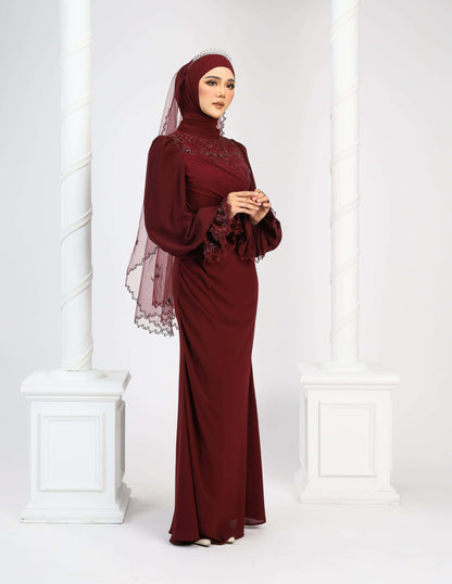 LENORA DRESS (BURGUNDY)