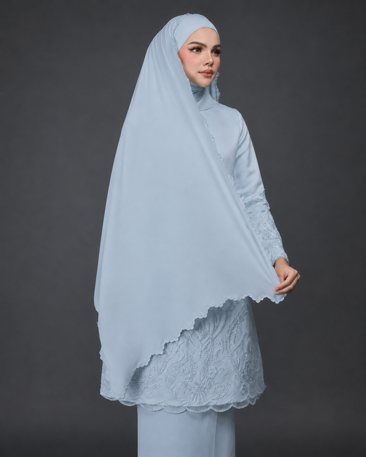 VEIL EMBROIDERY CHIFFON A19 (MISTY BLUE)