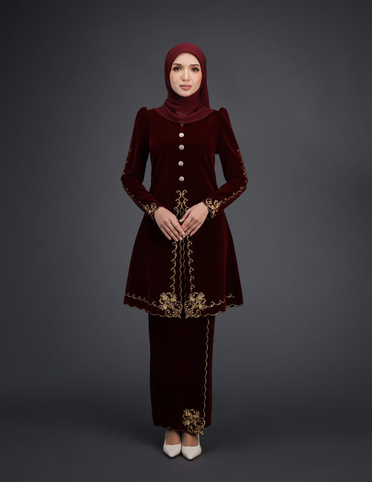 NAIFAH KEBAYA (BURGUNDY)