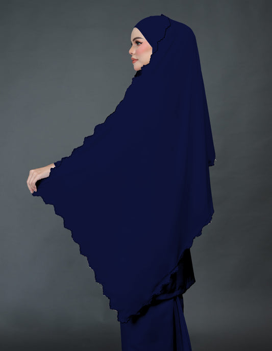 VEIL EMBROIDERY CHIFFON A19 (NAVY BLUE)