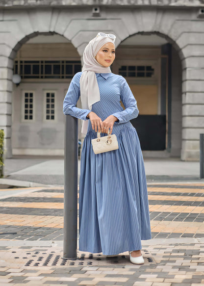 OPHELIA DRESS 2.0 (DENIM BLUE) Hijabistahub OPHELIA DRESS 2.0 (DENIM BLUE) Hijabistahub