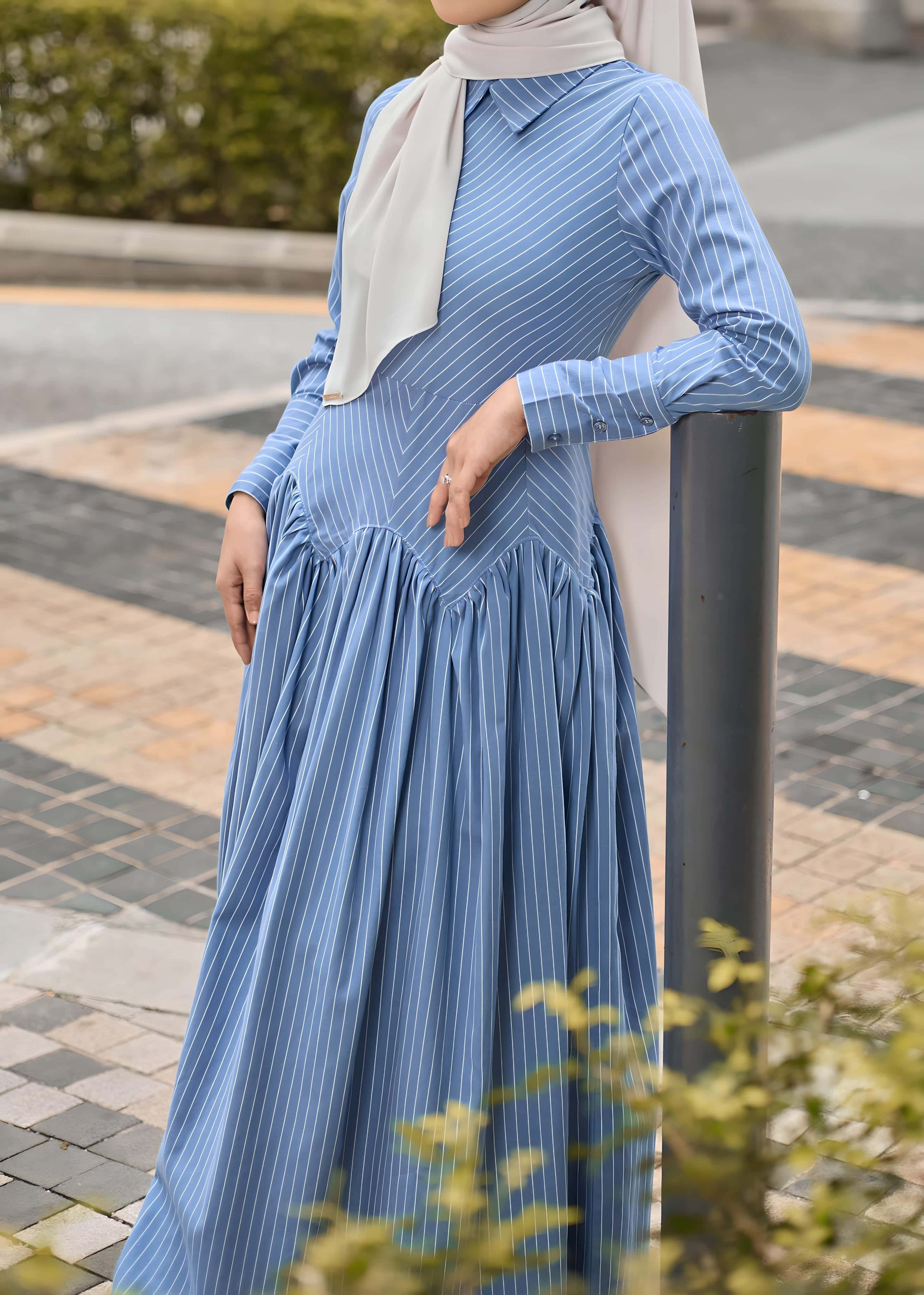 OPHELIA DRESS 2.0 (DENIM BLUE) Hijabistahub OPHELIA DRESS 2.0 (DENIM BLUE) Hijabistahub