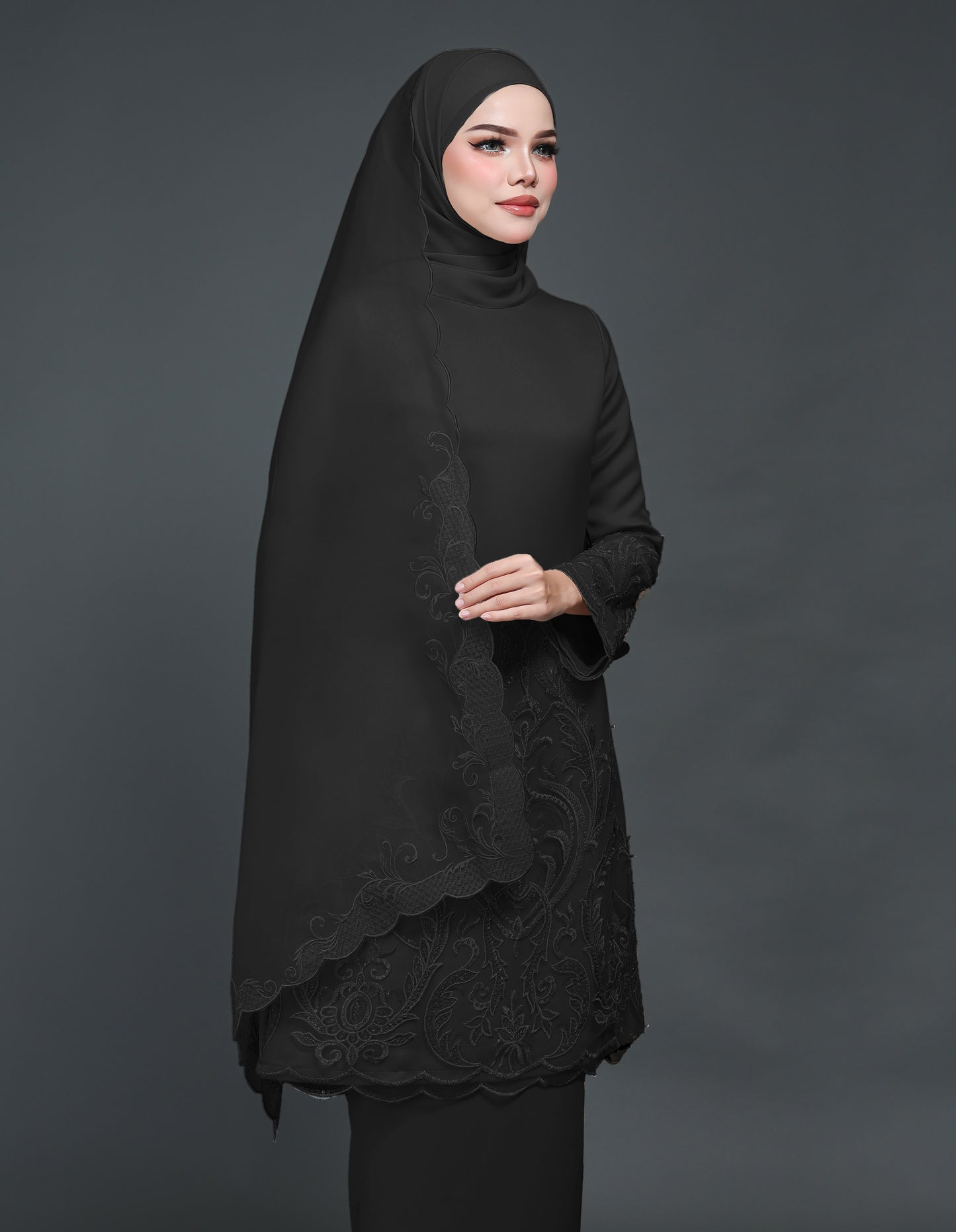 ORGANDY EMBROIDERY VEIL CODE A21 (BLACK)