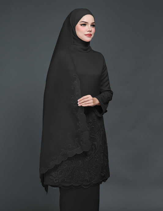 ORGANDY EMBROIDERY VEIL CODE A21 (BLACK)