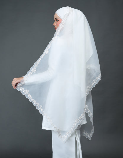 ORGANDY EMBROIDERY VEIL CODE A23 (OFF WHITE)
