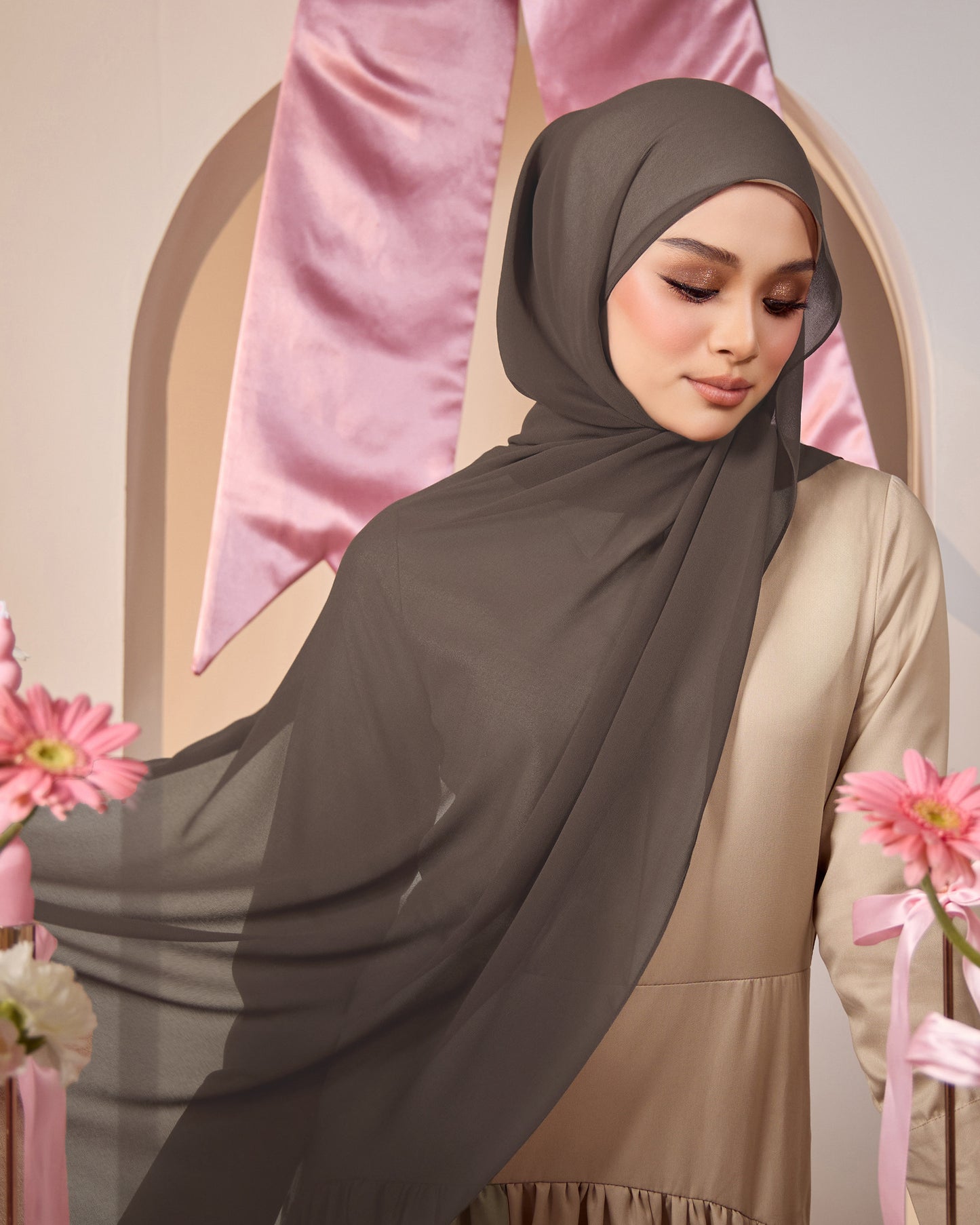 HANA CHIFFON SHAWL (BISTRE)