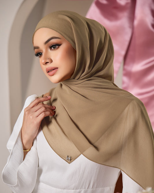 HANA CHIFFON SHAWL (BROWN SUGAR)