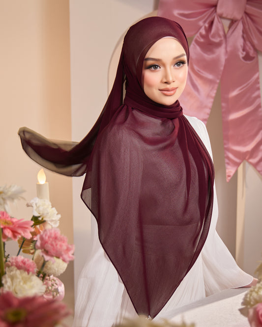 HANA CHIFFON SHAWL (BURGUNDY)