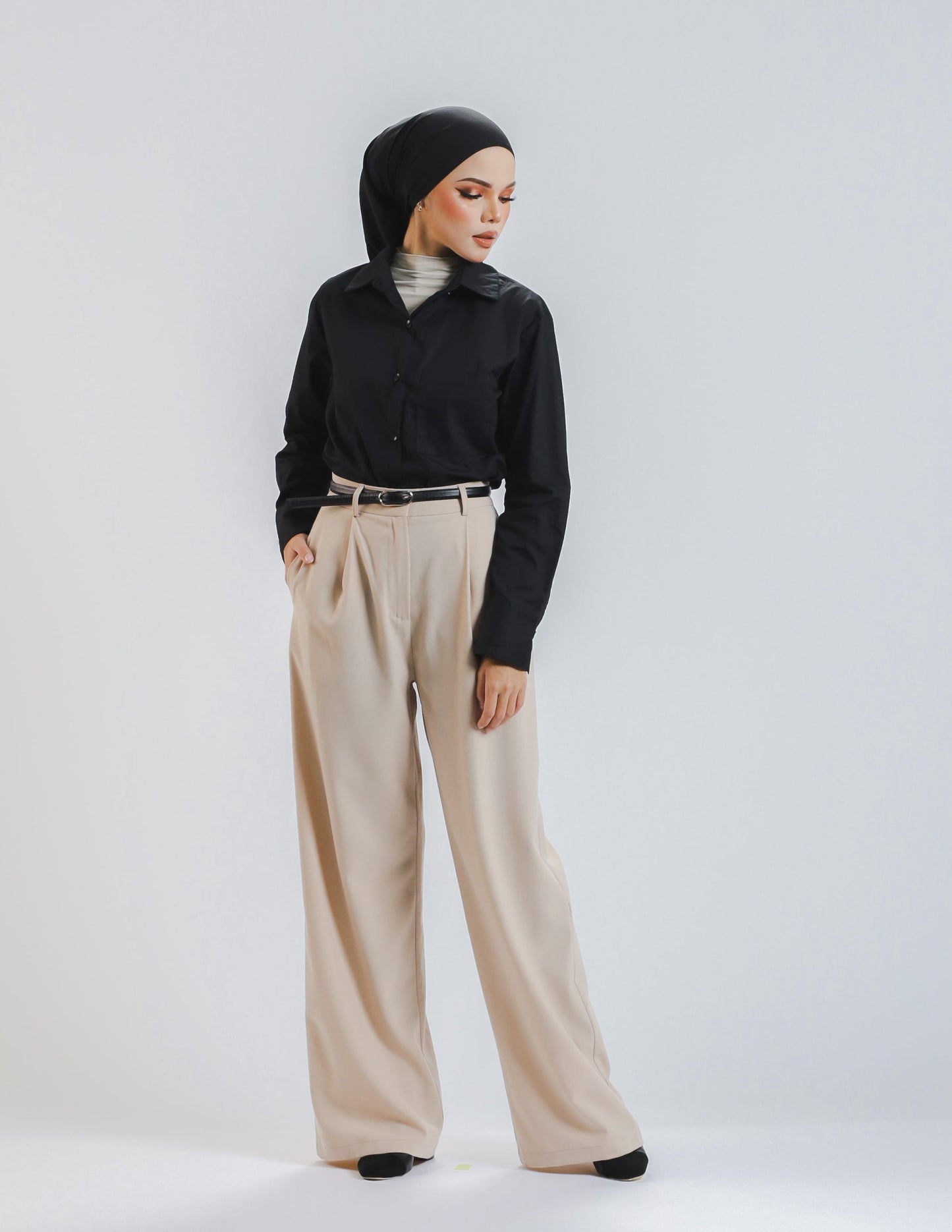 ROSSY PALLAZO PANTS (KHAKI)