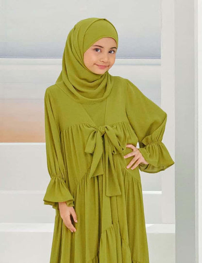 SAFAA ABAYA FOR KIDS (OLIVE GREEN)