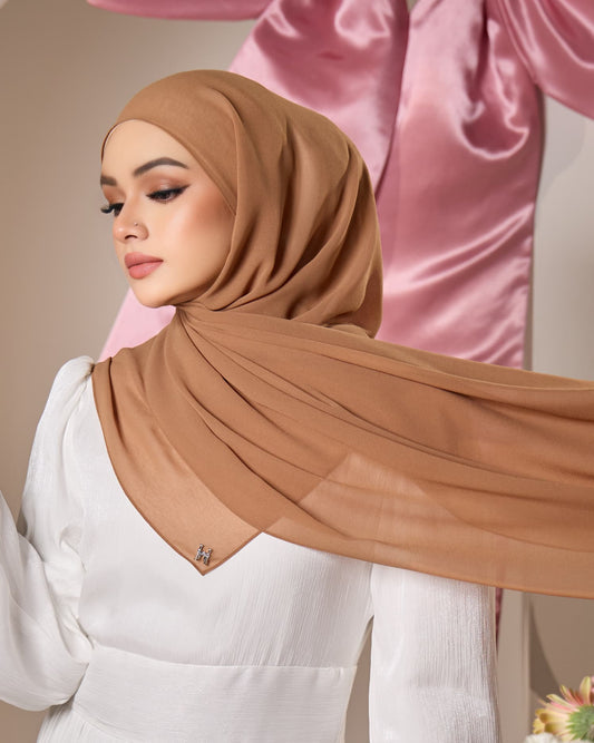 HANA CHIFFON SHAWL (TOFFEE)