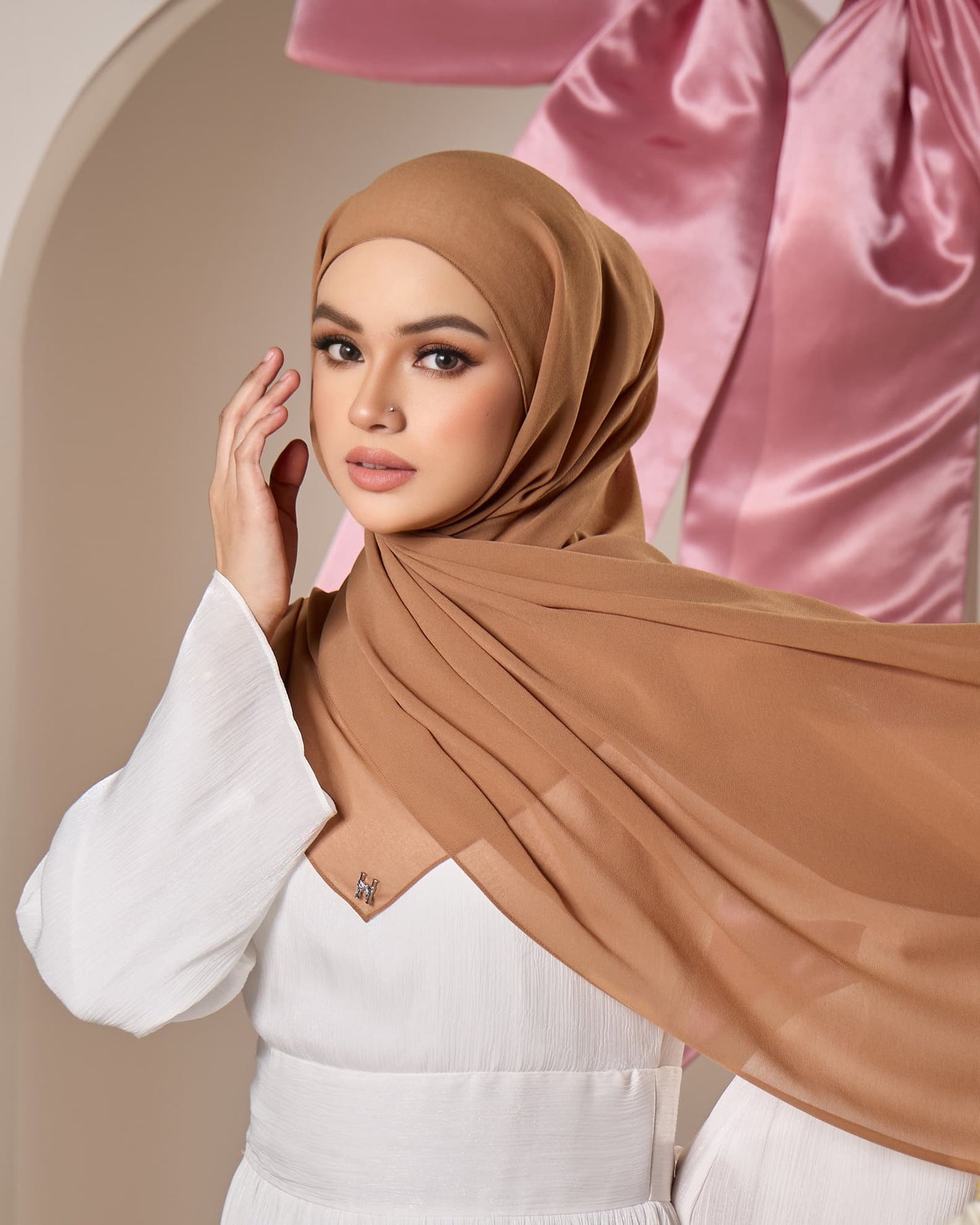 HANA CHIFFON SHAWL (TOFFEE)